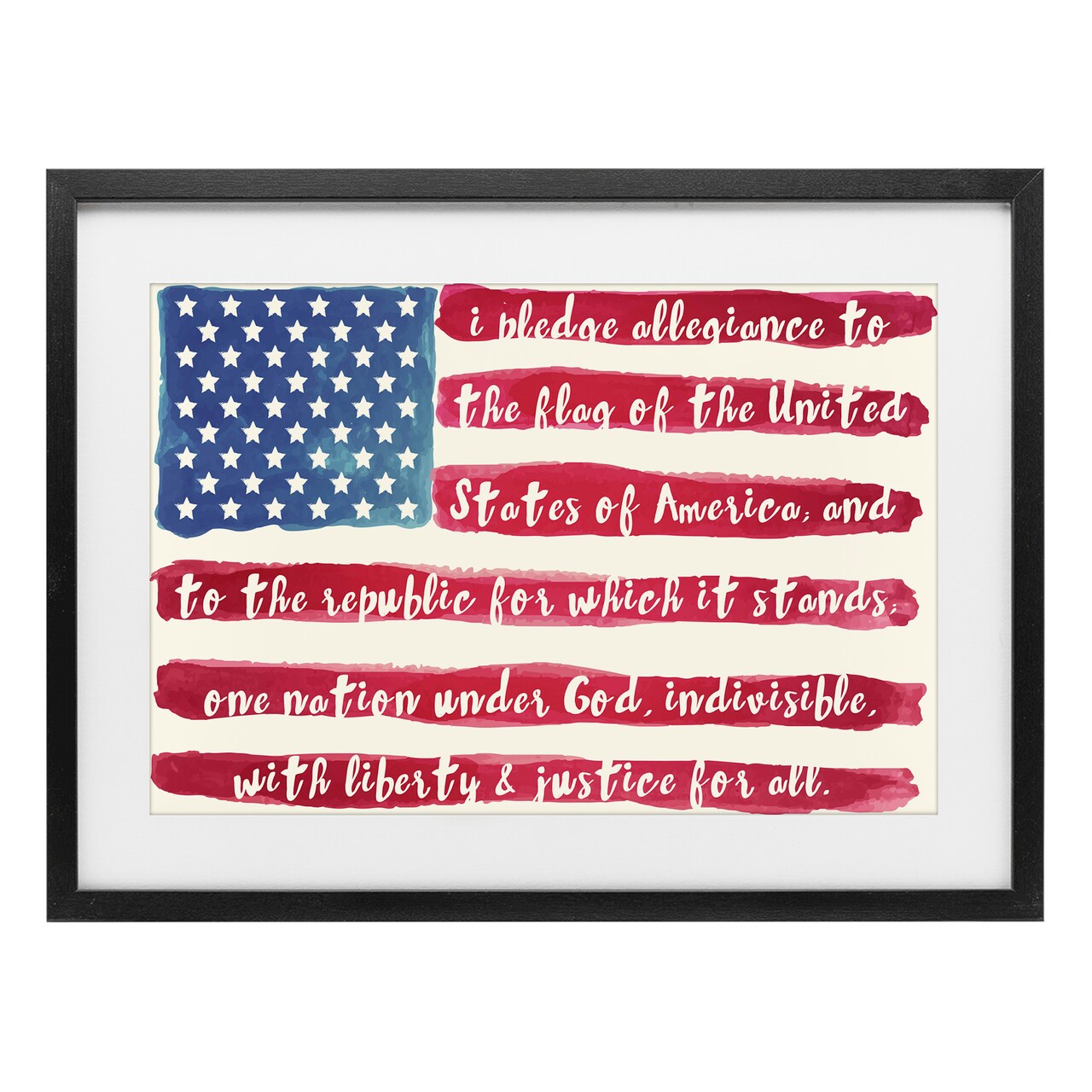 Stupell Industries Pledge Of Allegiance Flag Stripes Framed Print Under Glass, design by Sophie 6